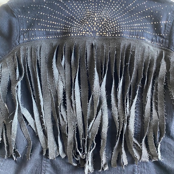 Up-cycled Vintage Jean Fringe Jacket - Picture 9 of 12
